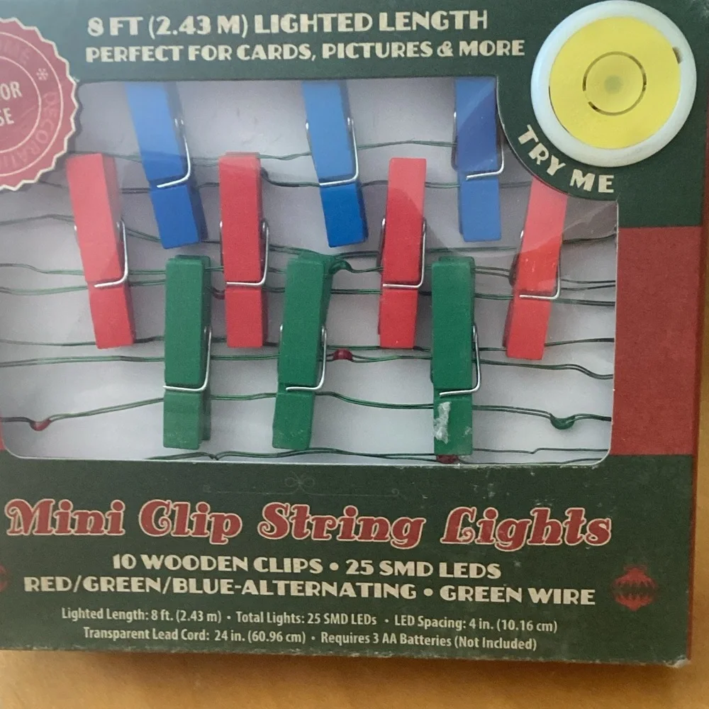 Mini Clip String Lights with Red and Green Clips